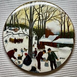 Vintage Grandma Moses Bringing in the Maple Sugar Collector Plate 1980